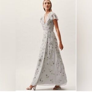 BHLDN Plymouth Wrap Dress - Fog